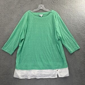 J. Jill Love Linen Tunic Top 3/4 Sleeves Lagenlook Boho Coastal Beach Women's XL